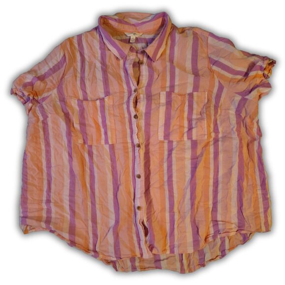 Terra & Sky Striped Button Up Top - Picture 1 of 2